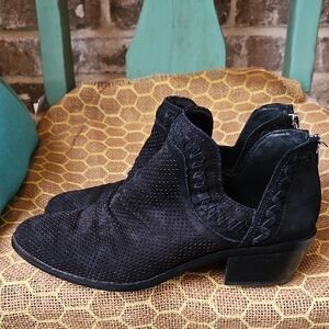 Vince Camuto Black Perforated Ankle Boots